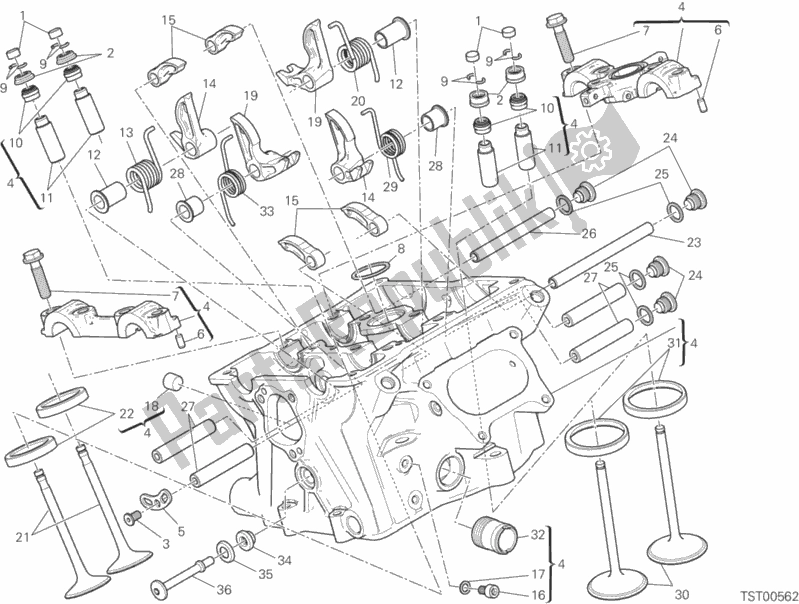 All parts for the Vertical Head of the Ducati Superbike 959 Panigale ABS USA 2017